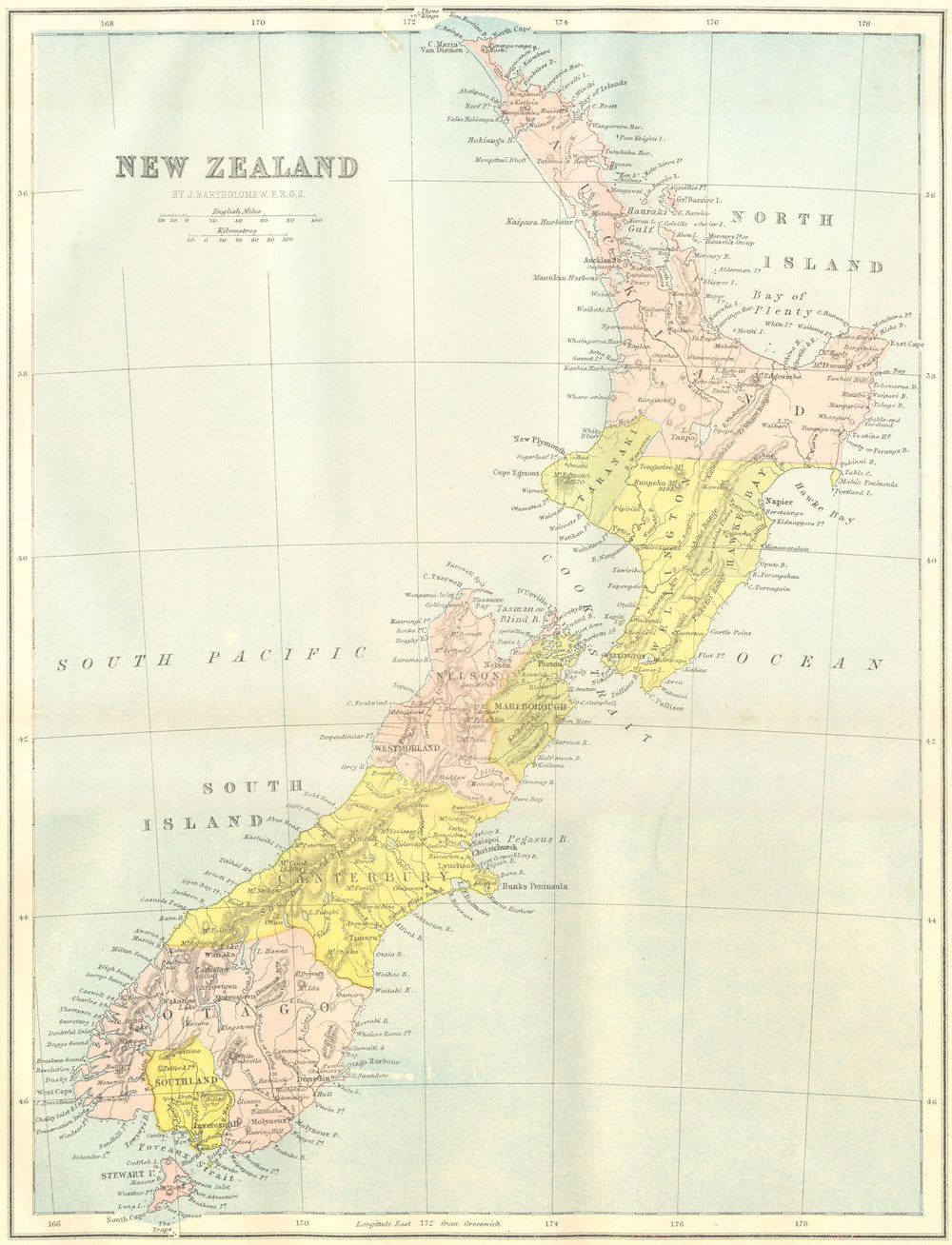 NEW ZEALAND. Map 1870 old antique vintage plan chart