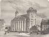 DENMARK. Round Tower, Copenhagen 1871 old antique vintage print picture