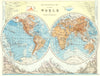 WORLD TWIN HEMISPHERES. Relief. Mountains. Rivers. JOHNSTON 1899 old map