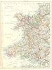 WALES. Showing counties. Telegraph cables. JOHNSTON 1899 old antique map chart
