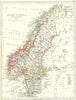 SCANDINAVIA. Sweden Norway.Railways Undersea telegraph cables.JOHNSTON 1899 map