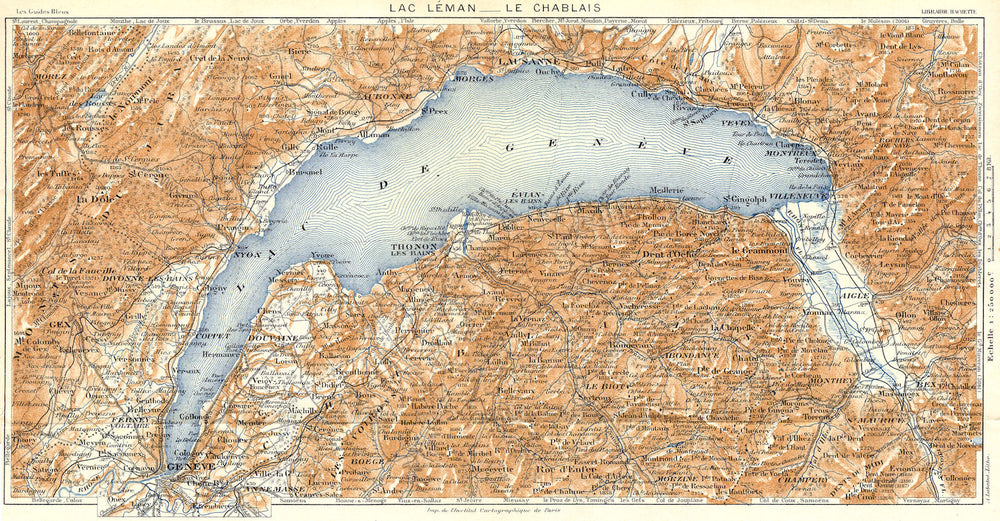 LEMAN. Vallee de Bellevaux. Lac-Chablais 1934 old vintage map plan chart