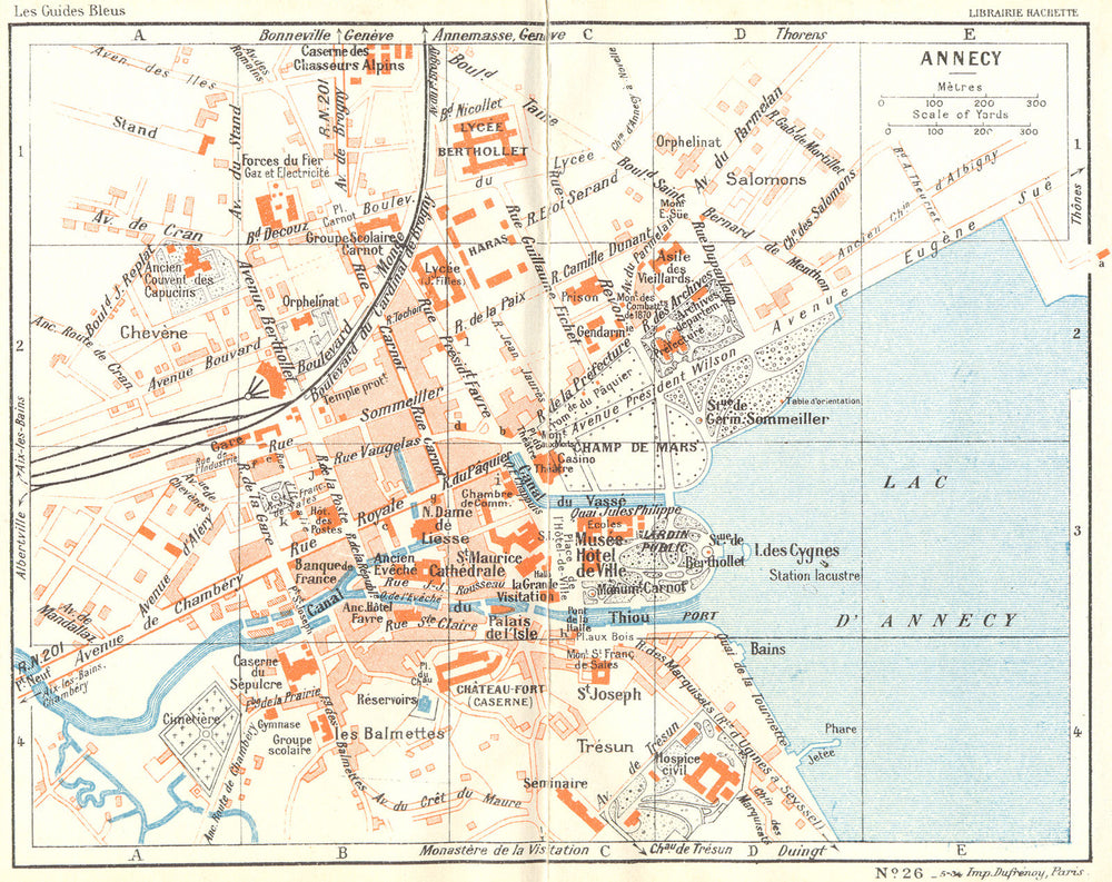 HAUTE-SAVOIE. Annecy 1934 old vintage map plan chart