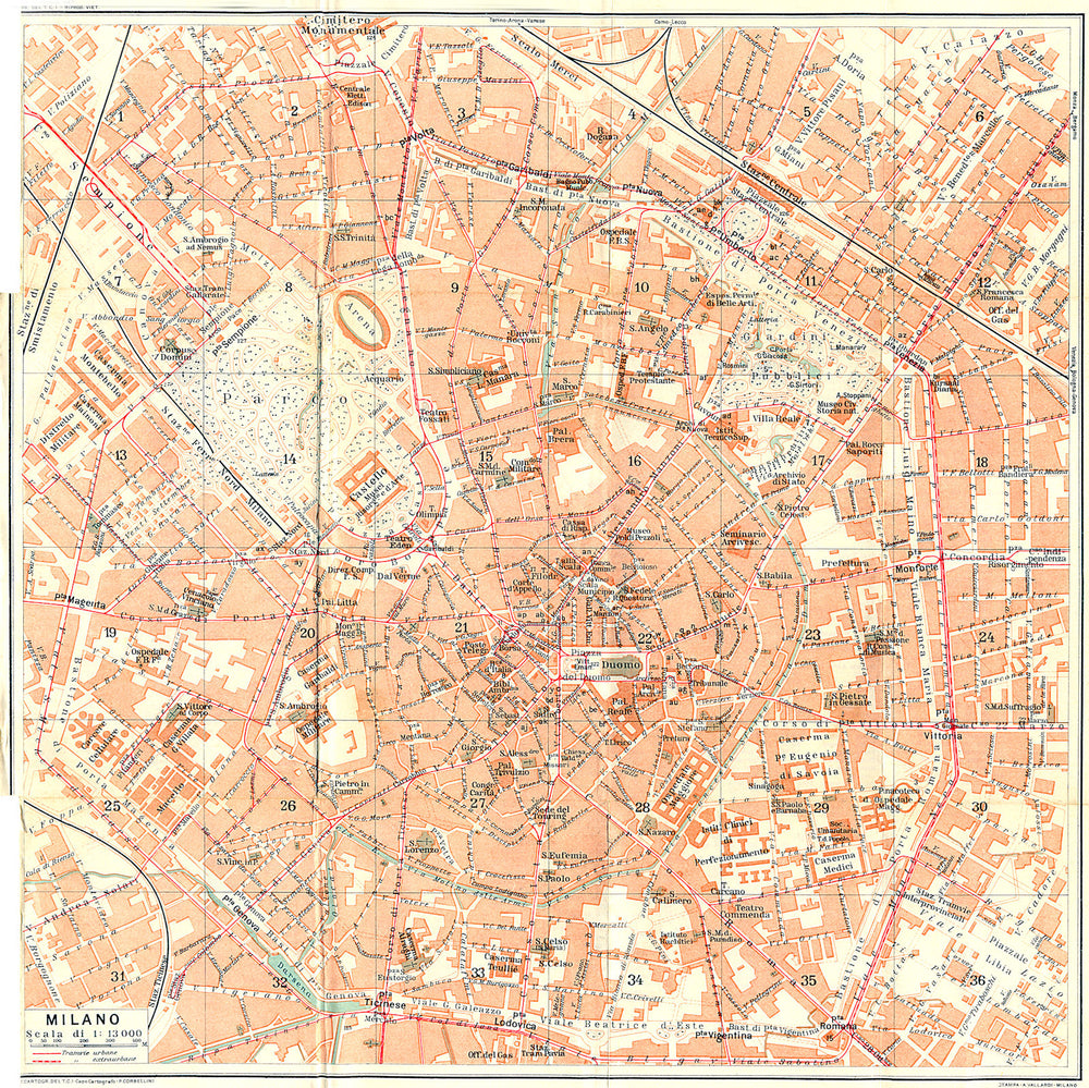 ITALY. Milan. Milano 1926 old vintage map plan chart