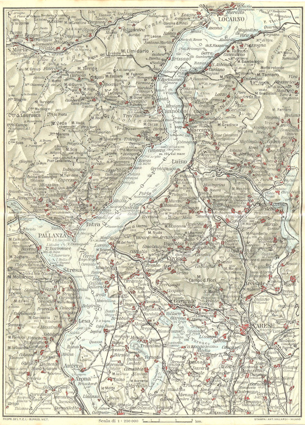 ITALY. Lake Lago Maggiore 1926 old vintage map plan chart