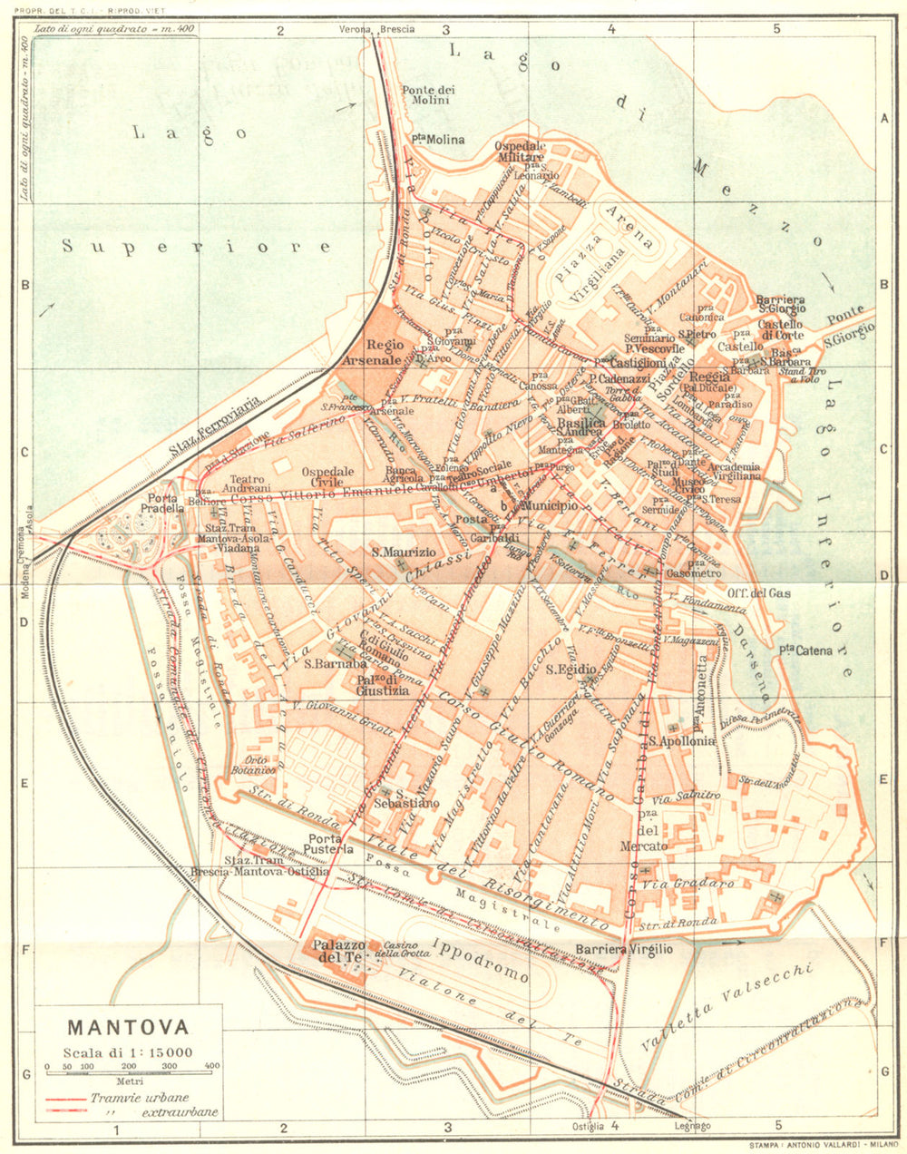 ITALY. Mantova 1926 old vintage map plan chart