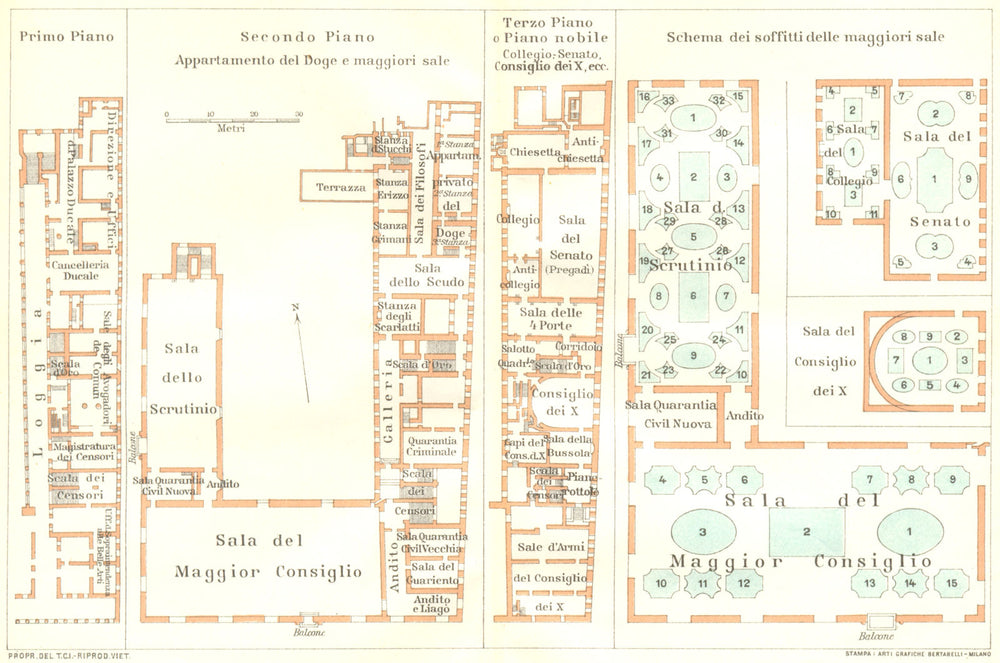 ITALY. Venise. Palazzo Ducale 1926 old vintage map plan chart