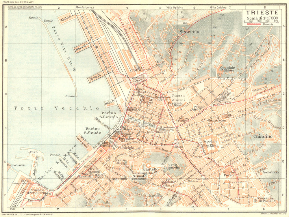 ITALY. Trieste 1926 old vintage map plan chart