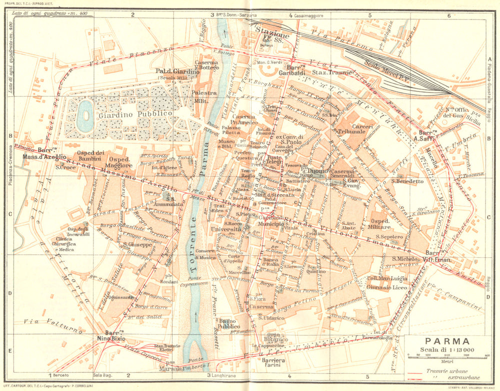 ITALY. Parma 1926 old vintage map plan chart