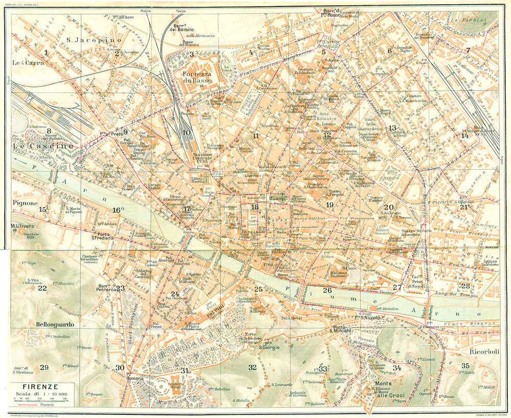 ITALY. Florence. Firenze 1926 old vintage map plan chart