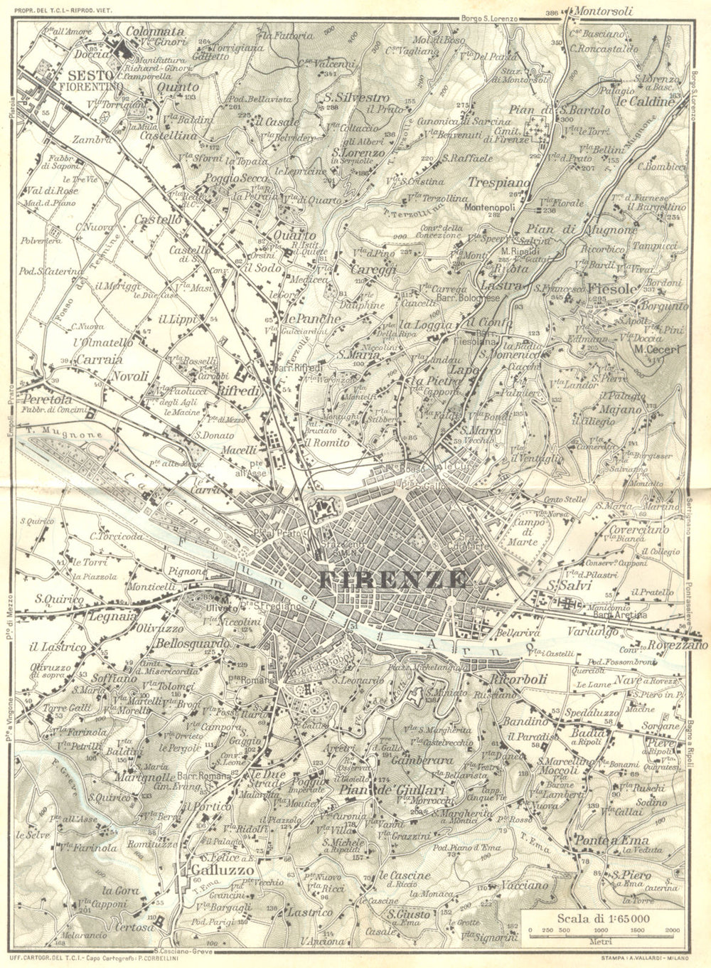 ITALY. Florence. Firenze 1926 old vintage map plan chart