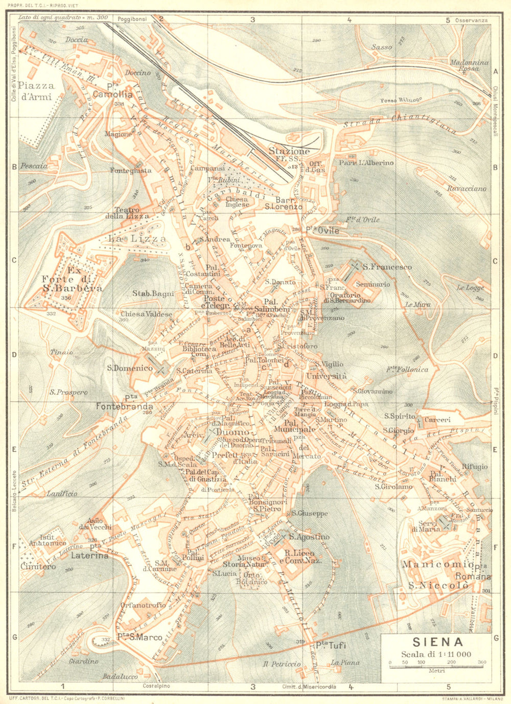 ITALY. Siena 1926 old vintage map plan chart