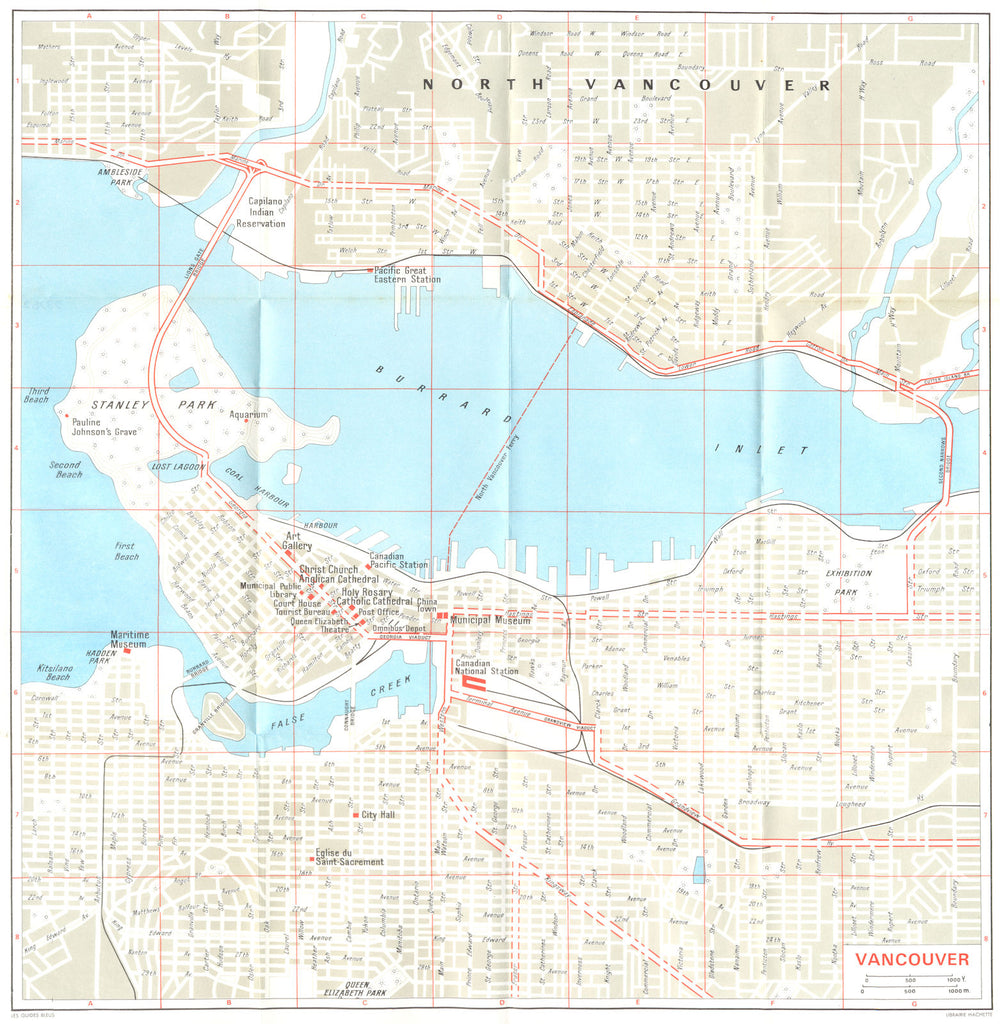 CANADA. Vancouver 1967 old vintage map plan chart