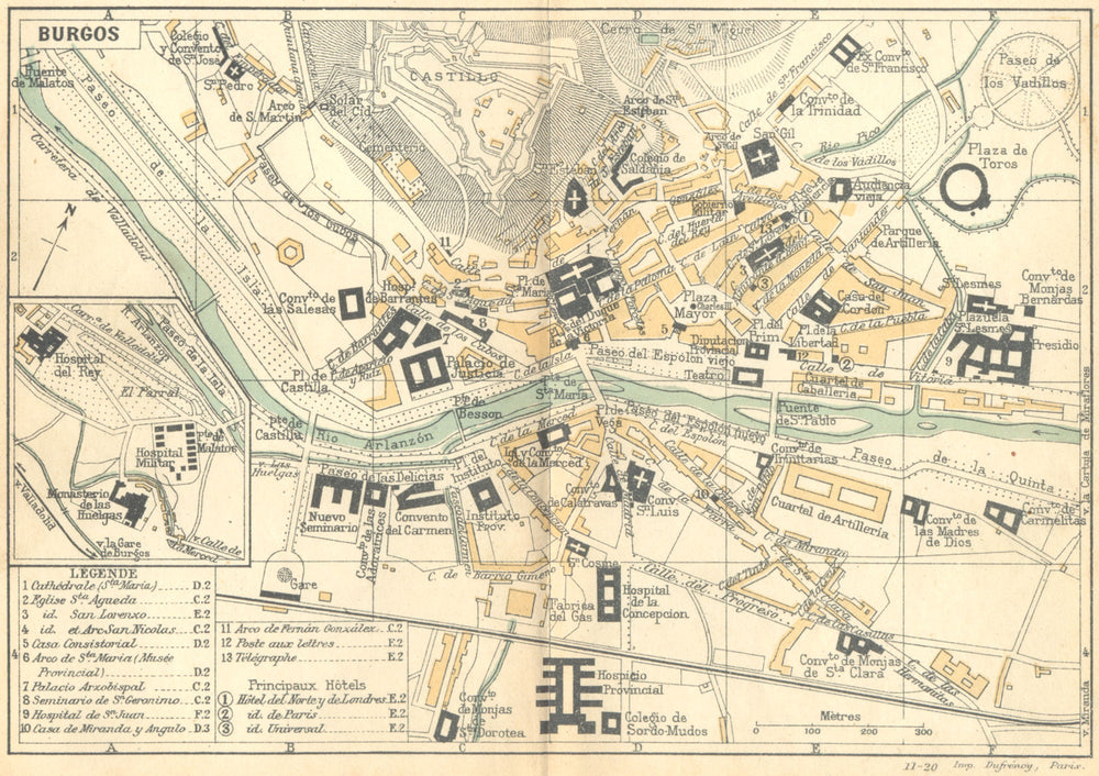 SPAIN. Burgos 1921 old antique vintage map plan chart