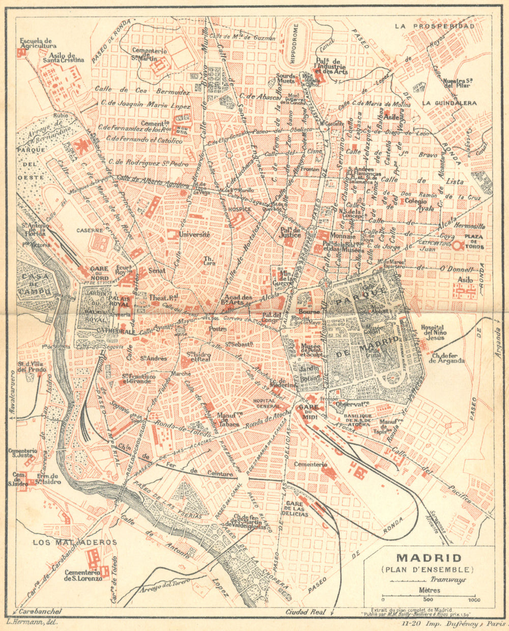 SPAIN. Madrid. (plan D'Ensemble) 1921 old antique vintage map chart