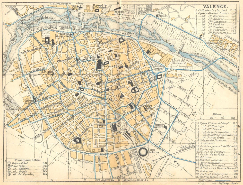 SPAIN. Valencia 1921 old antique vintage map plan chart