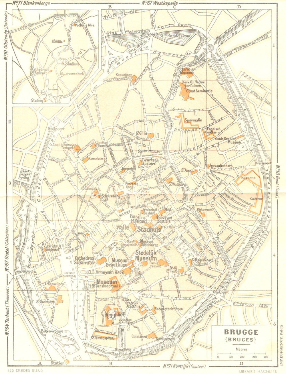 BELGIUM. Brugge  1953 old vintage map plan chart