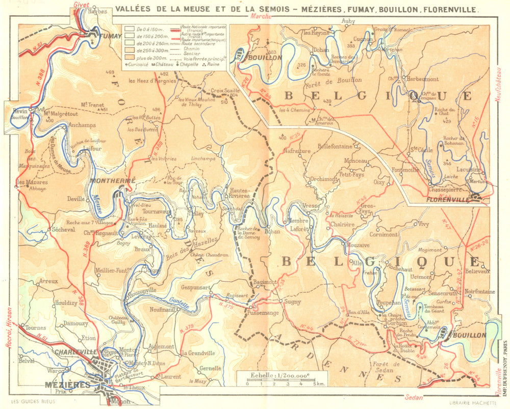 MEUSE. Mezieres, Fumay, Bouillon, Florenville 1953 old vintage map plan chart