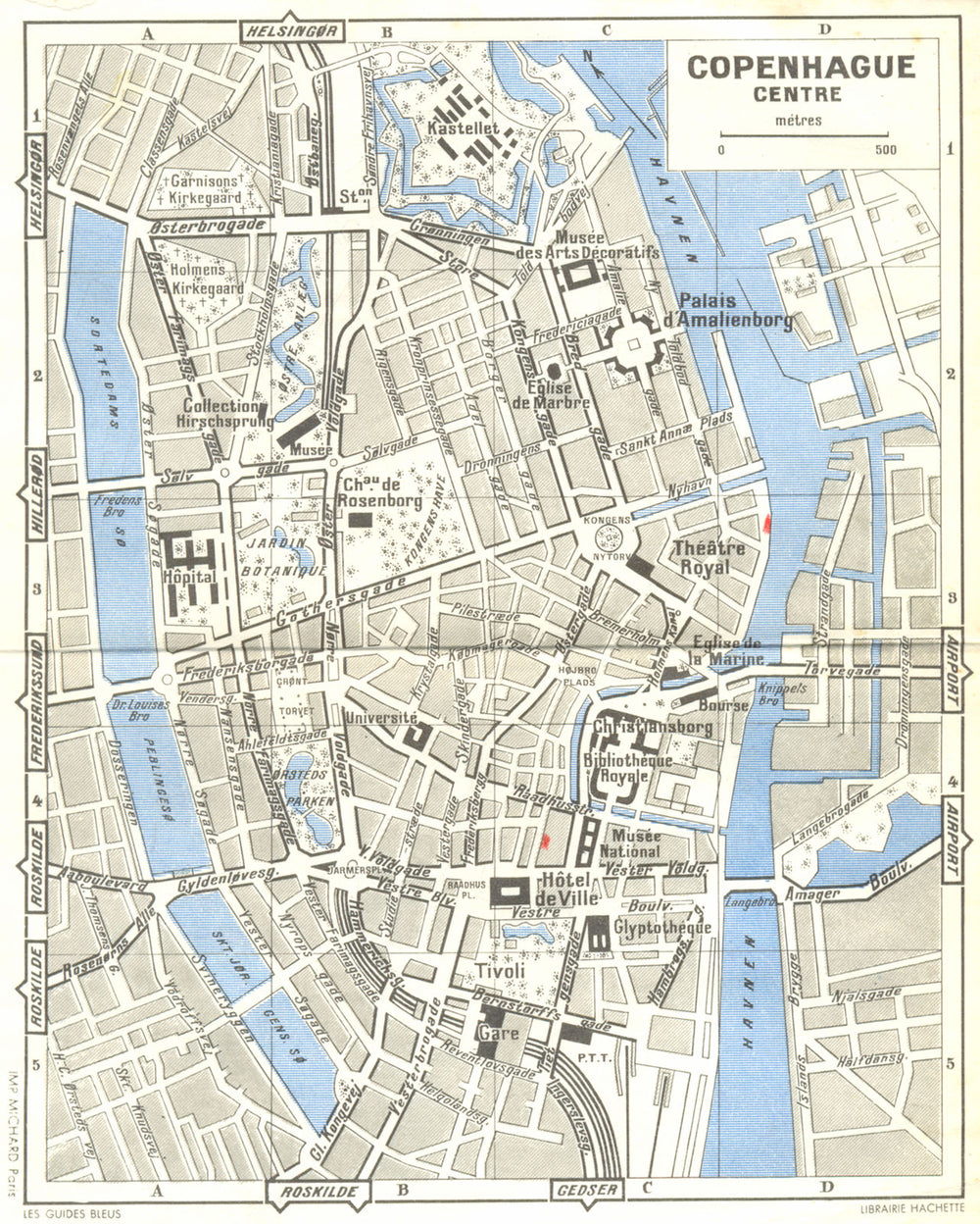 DENMARK. Copenhagen. Centre 1955 old vintage map plan chart