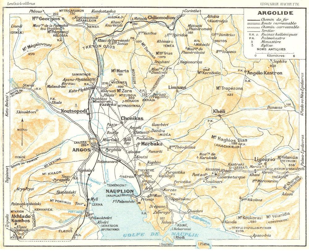 ARGOLIS. Argolide. Argos & Nafplion environs. Greece 1956 old vintage map