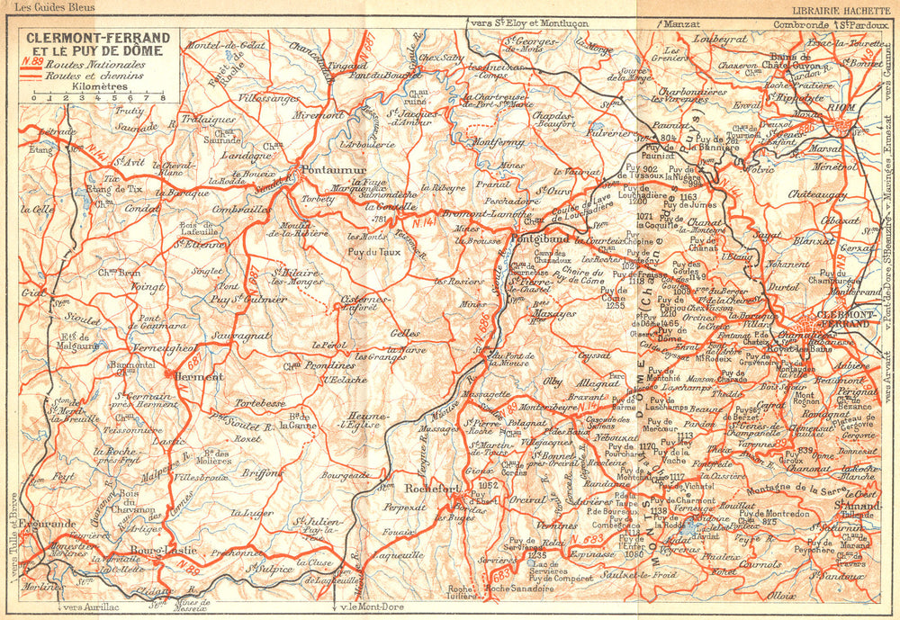PUY-DE-DÔME. Clermont-Ferrand Dome 1935 old vintage map plan chart
