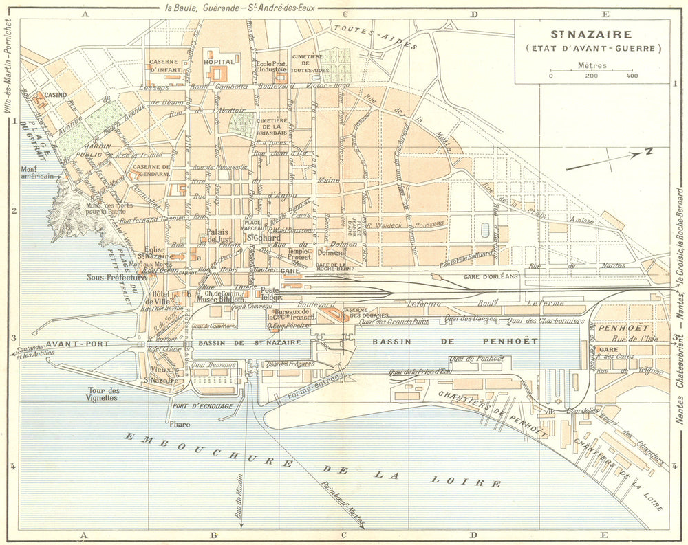 ST NAZAIRE. Etat avant guerre 1948 old vintage map plan chart
