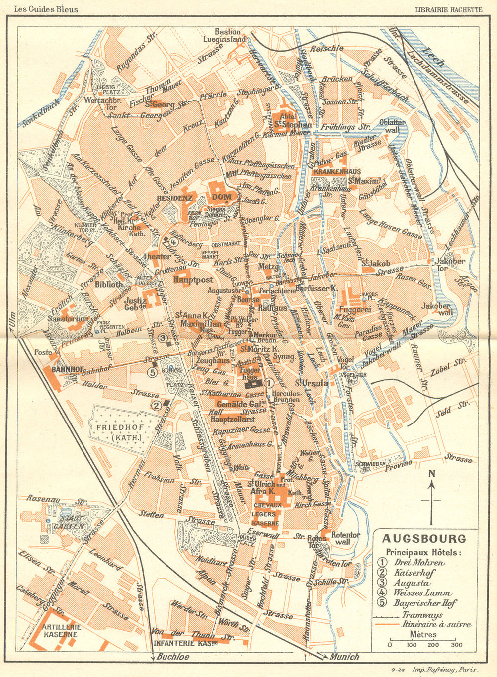 GERMANY. Augsburg 1914 old antique vintage map plan chart