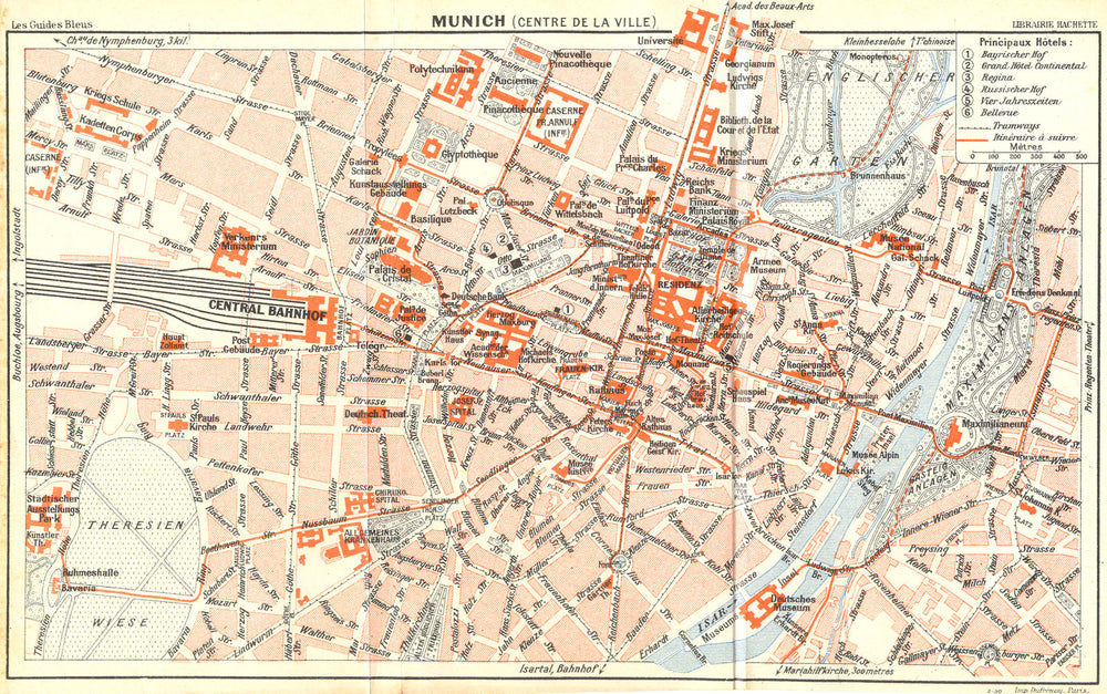 GERMANY. Munich. (Centre de Ville) 1914 old antique vintage map plan chart