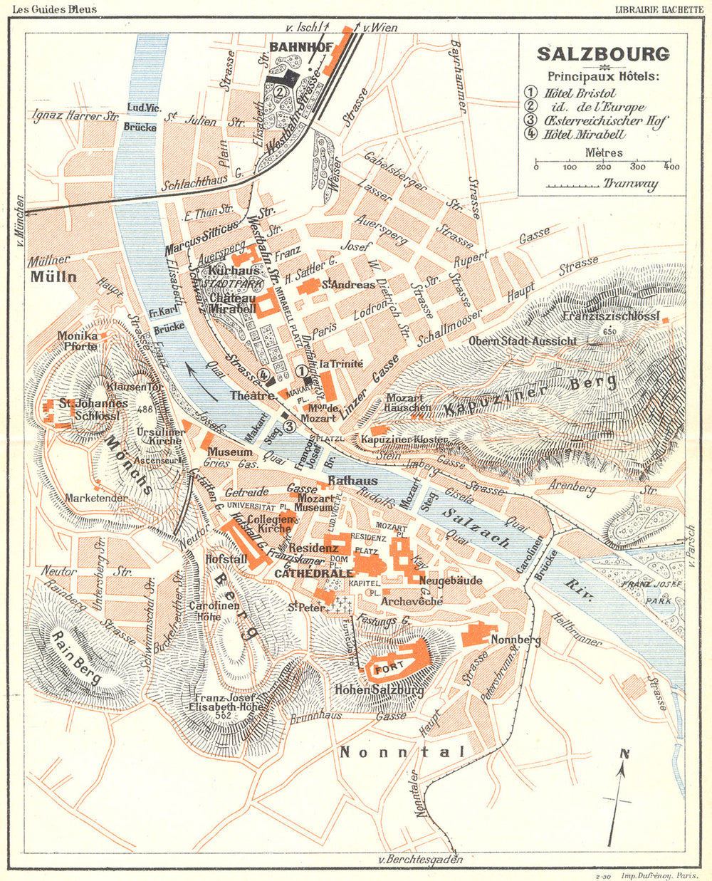 AUSTRIA. Salzburg 1914 old antique vintage map plan chart