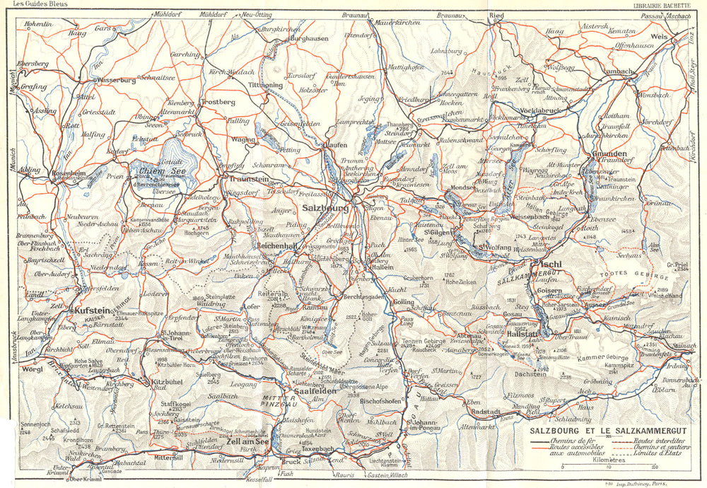 AUSTRIA. Salzburg Salzkammergut 1914 old antique vintage map plan chart