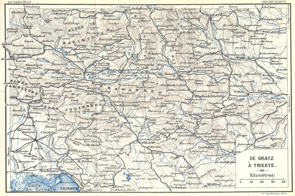 ITALY. De Gratz a Trieste 1914 old antique vintage map plan chart