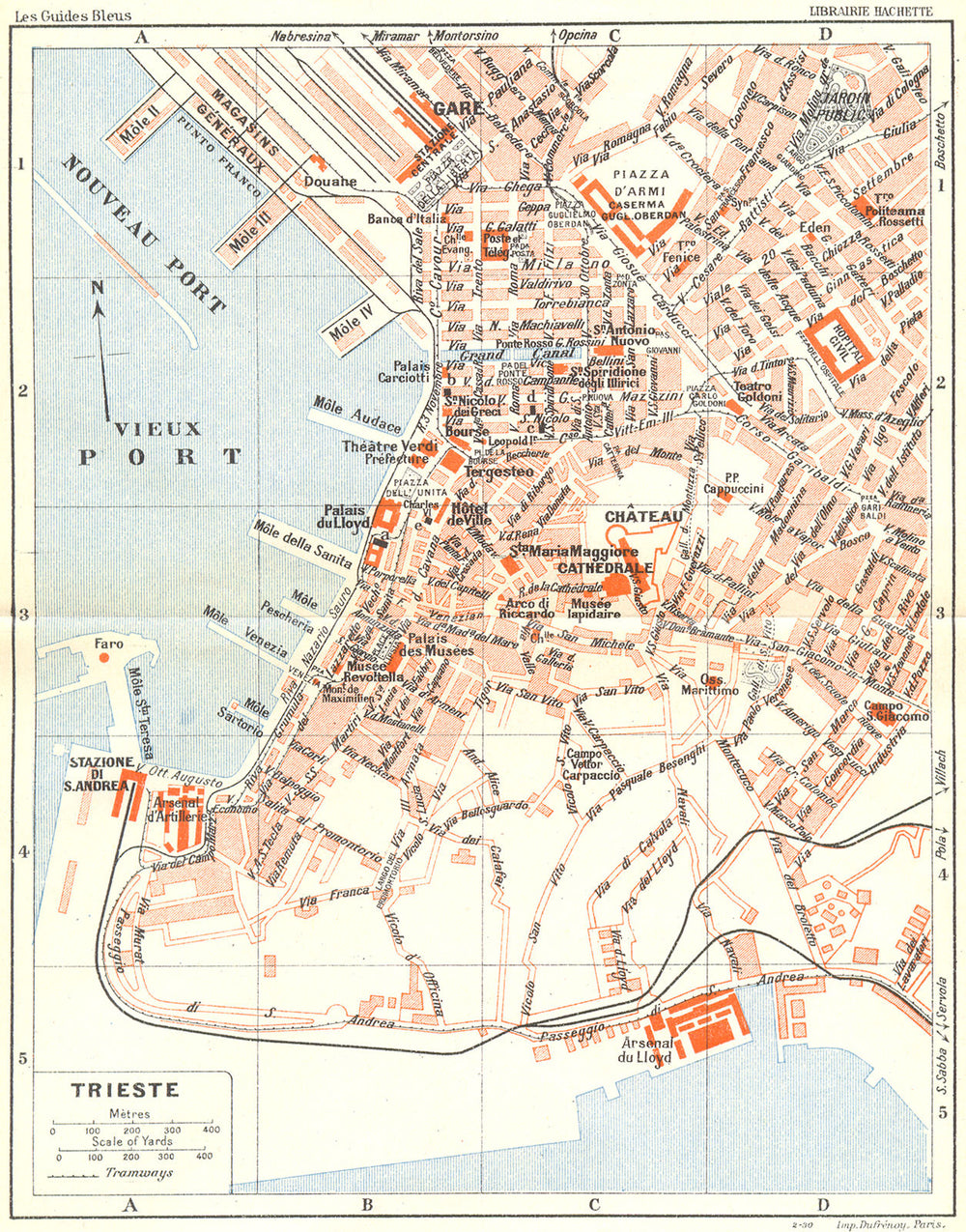 ITALY. Trieste 1914 old antique vintage map plan chart