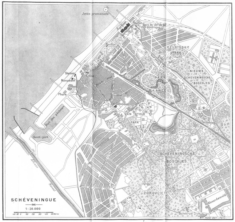 NETHERLANDS. Scheveningue Scheveningen 1909 old antique vintage map plan chart