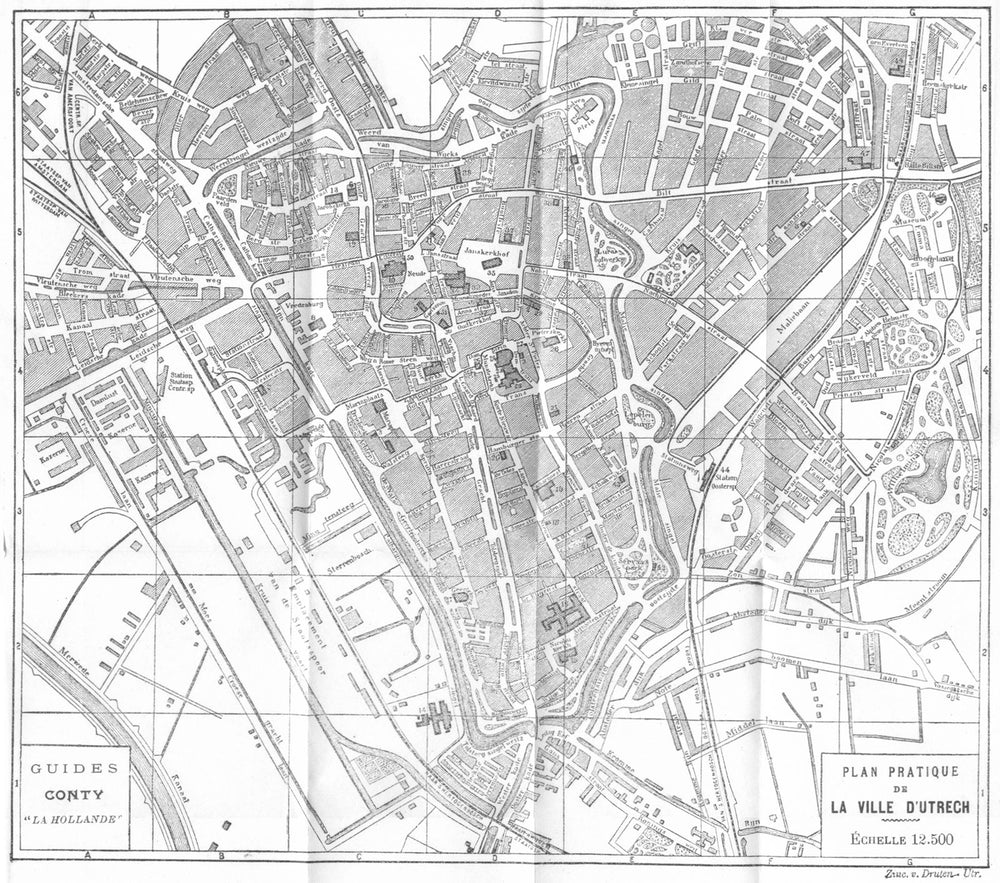 NETHERLANDS. Map de Ville D'Utrech 1909 old antique vintage plan chart