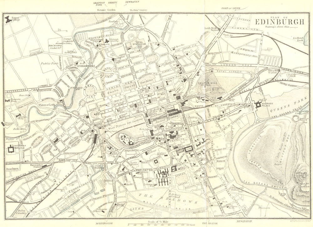 SCOTLAND. Plan of Edinburgh 1887 old antique vintage map chart