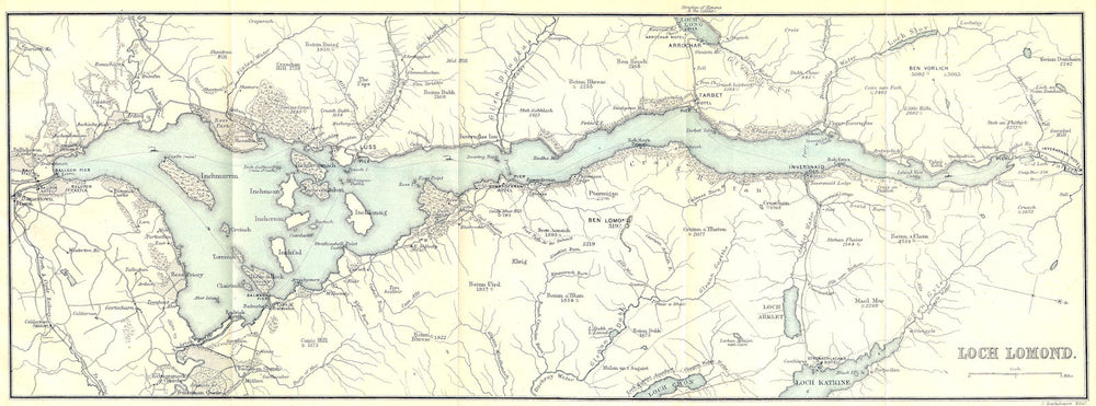 SCOTLAND. Loch Lomond  1887 old antique vintage map plan chart