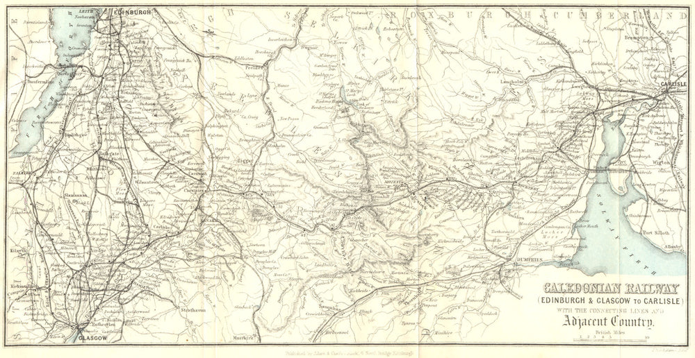 CALEDONIAN RAILWAY. Edinburgh Glasgow Carlisle 1887 old antique map plan chart