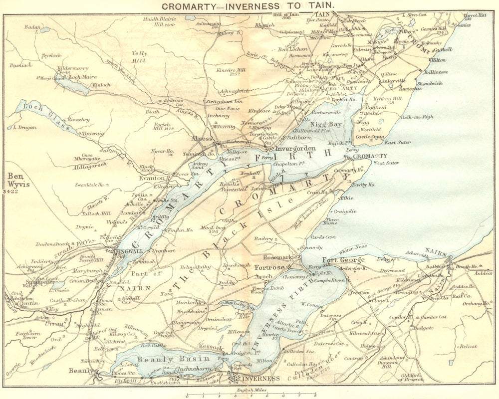 SCOTLAND. Cromarty-Inverness to Tain. Cromarty Firth. Inverness Firth 1887 map