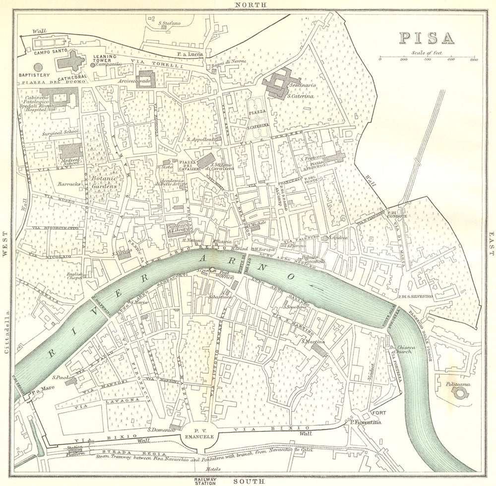 ITALY. Pisa 1913 old antique vintage map plan chart
