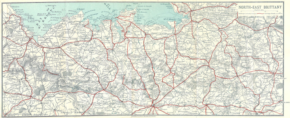 BRITTANY. Lamballe to Avranches. North-east 1923 old antique map plan chart