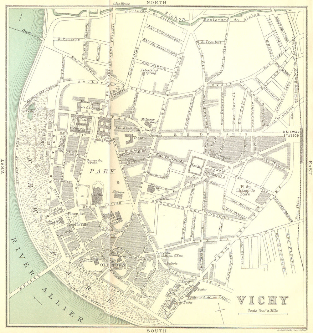 ALLIER. Vichy 1899 old antique vintage map plan chart