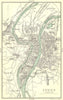 RHÔNE. Lyon Lyons, partial plan 1899 old antique vintage map chart