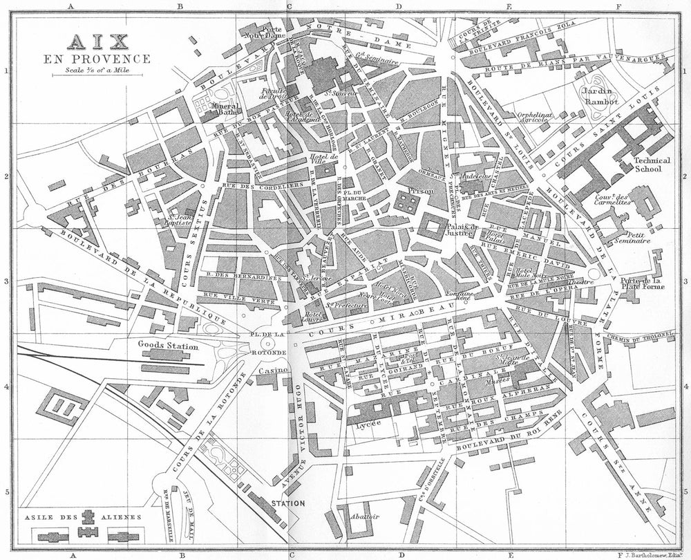 BOUCHES-DU-RHÔNE. Aix en Provence 1899 old antique vintage map plan chart