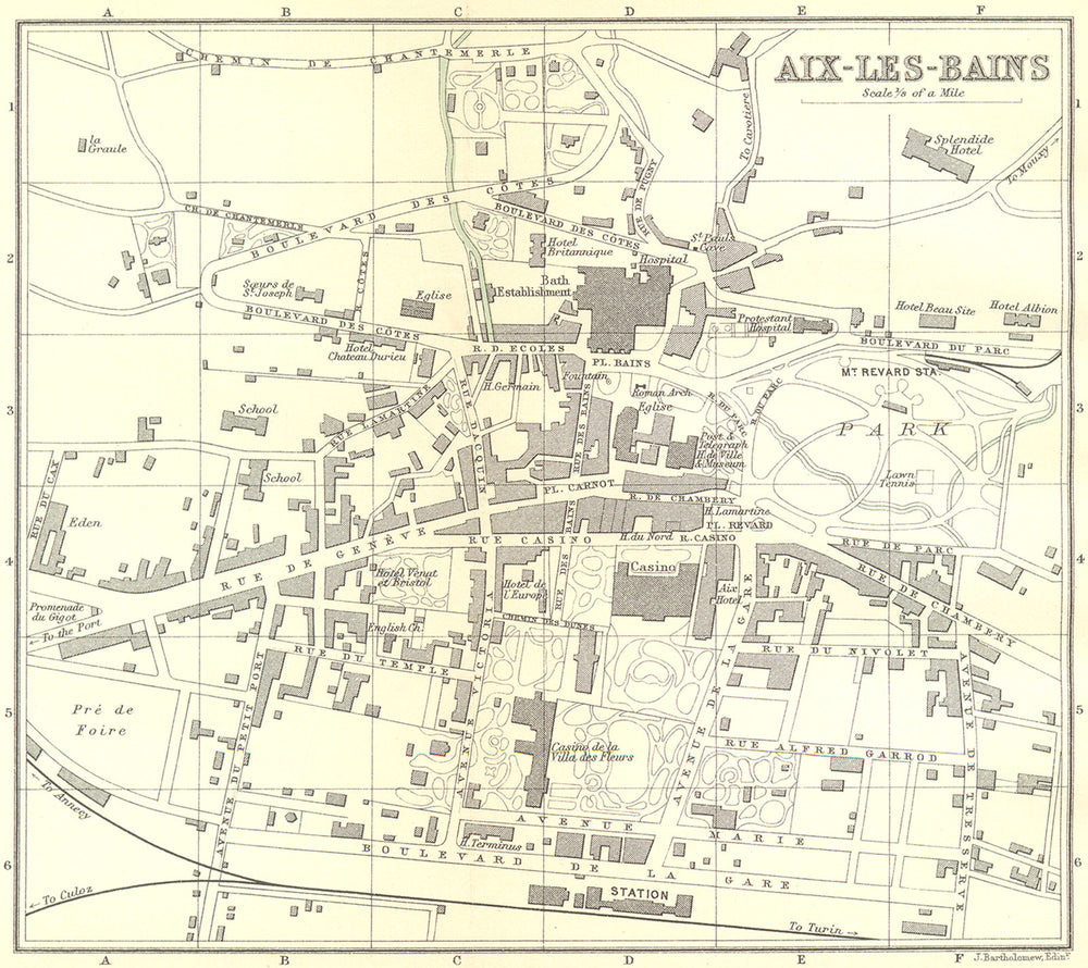SAVOIE. Aix-Les-Bains 1899 old antique vintage map plan chart