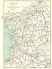 PARIS. To Pyrenees 1909 old antique vintage map plan chart