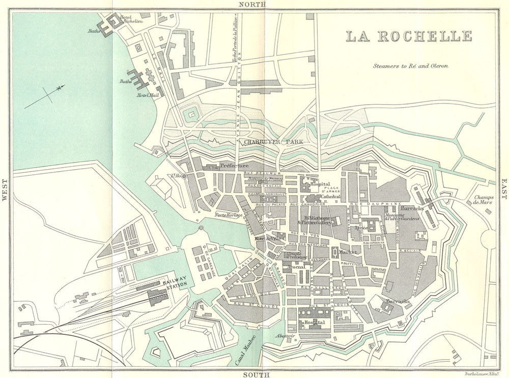 CHARENTE-MARITIME. La Rochelle 1909 old antique vintage map plan chart