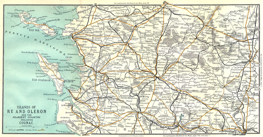 CHARENTE-MARITIME. Cognac; Ile de Ré & Oléron 1909 old antique map plan chart