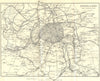 Environs of Paris. Fortifications & railways 1914 old antique map plan chart