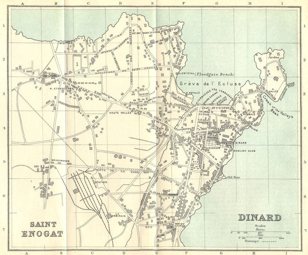 DINARD & SAINT ENOGAT town/city plan de la ville. Ille-et-Vilaine 1914 old map