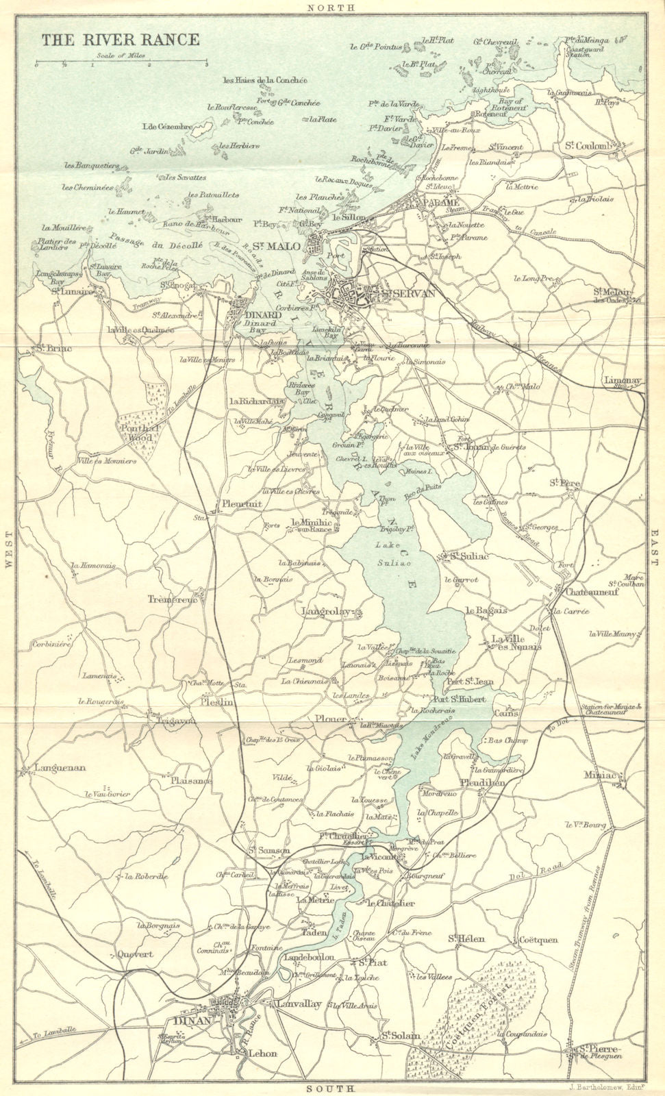 The River Rance. St Servan. Dinard. St Malo 1914 old antique map plan chart